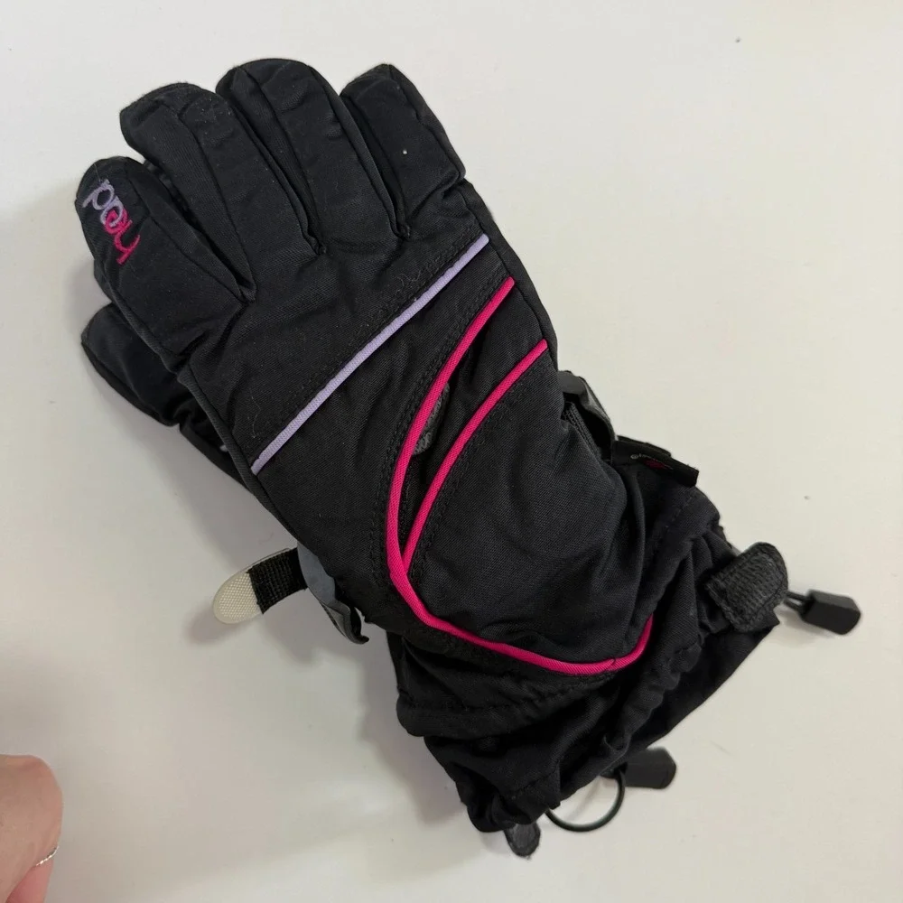 HEAD Girls Gloves Junior Kids Black Pink Pads Ski Snowboard Outdoors Sz L